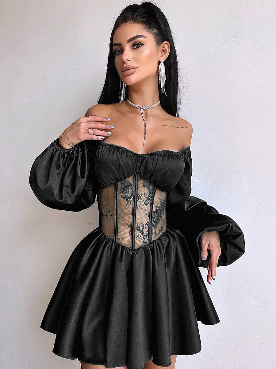 Elegant Satin One-Shoulder Mini Dress