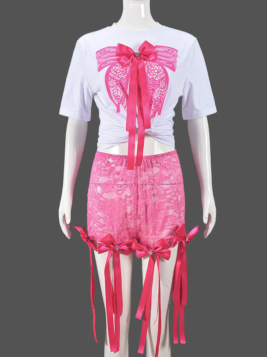 3D Butterfly Print Loose Top and Shorts Set
