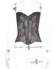 Lace Embossed Strapless Bustier Top