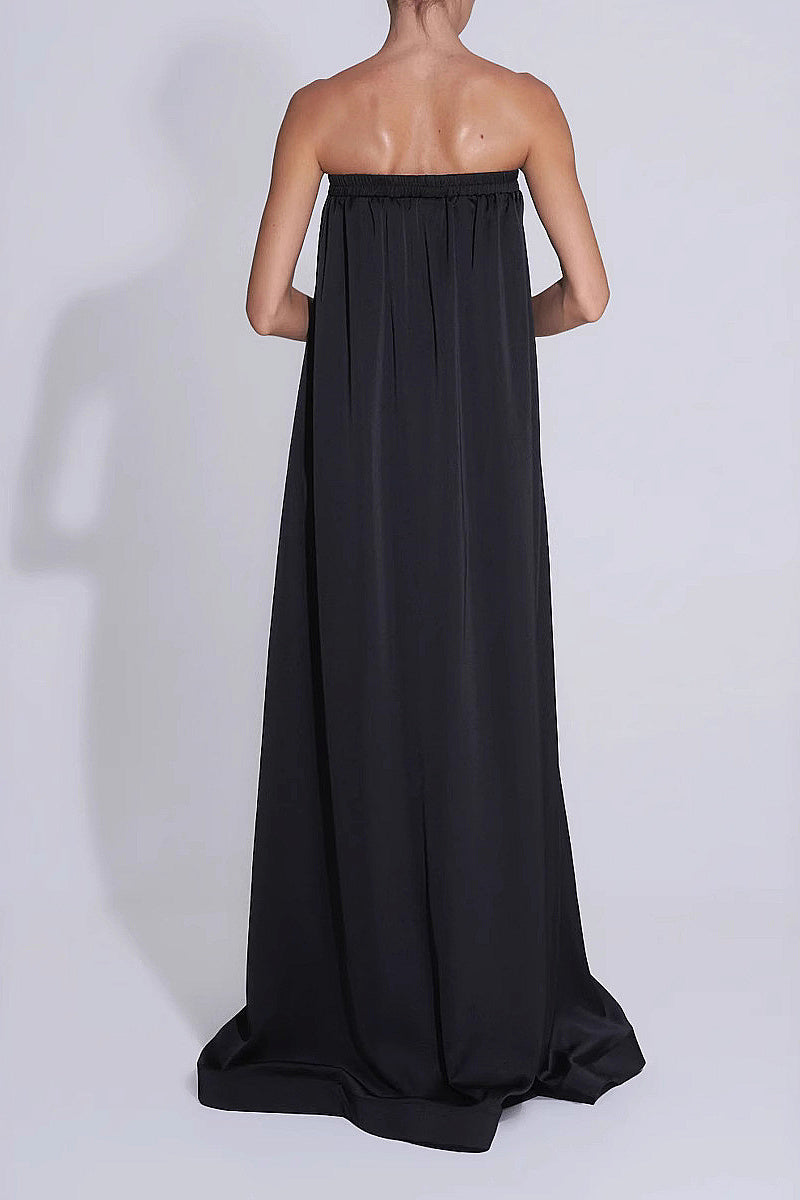 Elegant Strapless A-Line Dress with Back Cutout