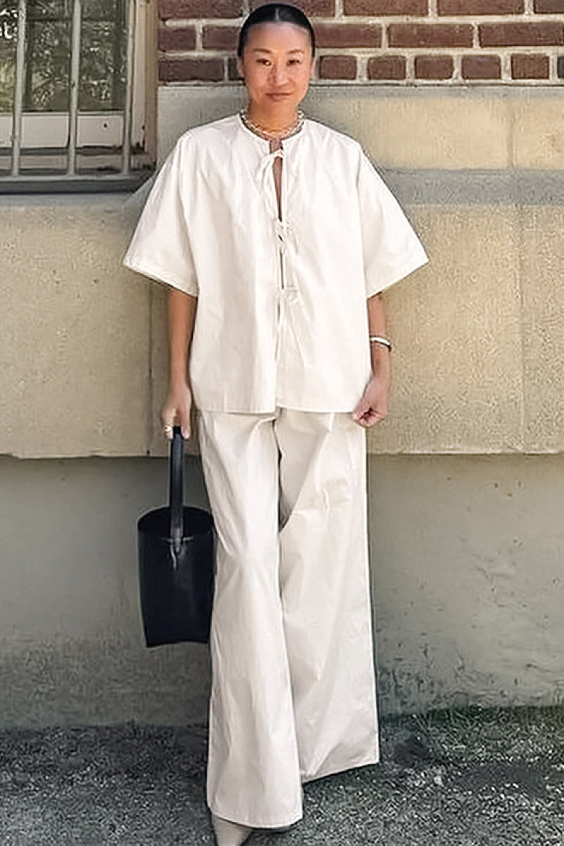 Casual Cotton Tie-Up Set in Apricot