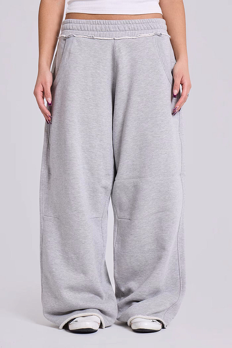 Casual Gray Wide Leg Pants for Women