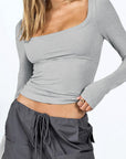 Women's Slim Fit Long Sleeve U-Neck Top