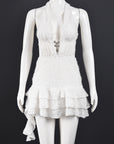 V-Neck Hollow Out Mini Dress with Tie Back
