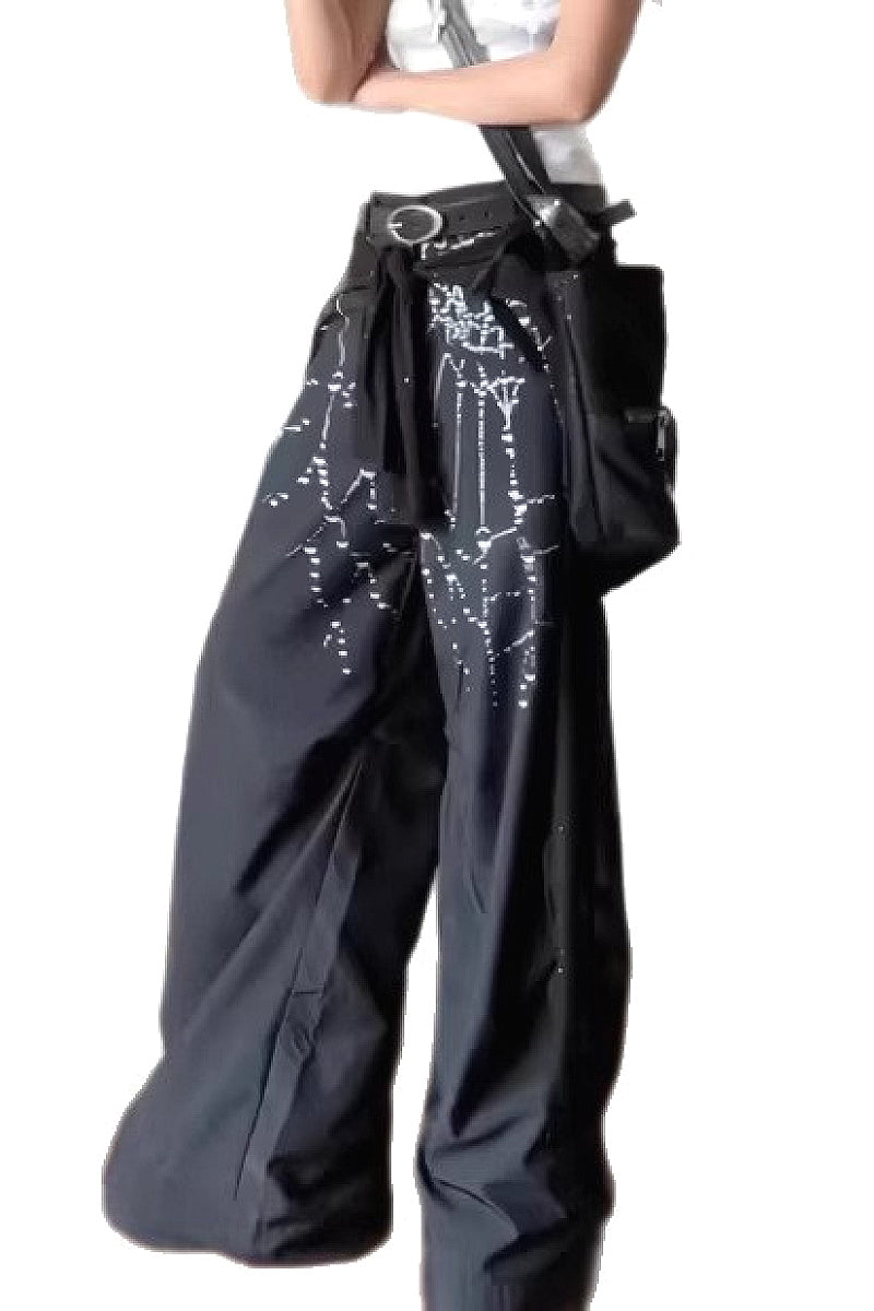 Y2K Street Goth Loose Wide Leg Pants