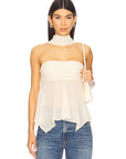 Sexy Sheer Chiffon Strapless Top with Scarf