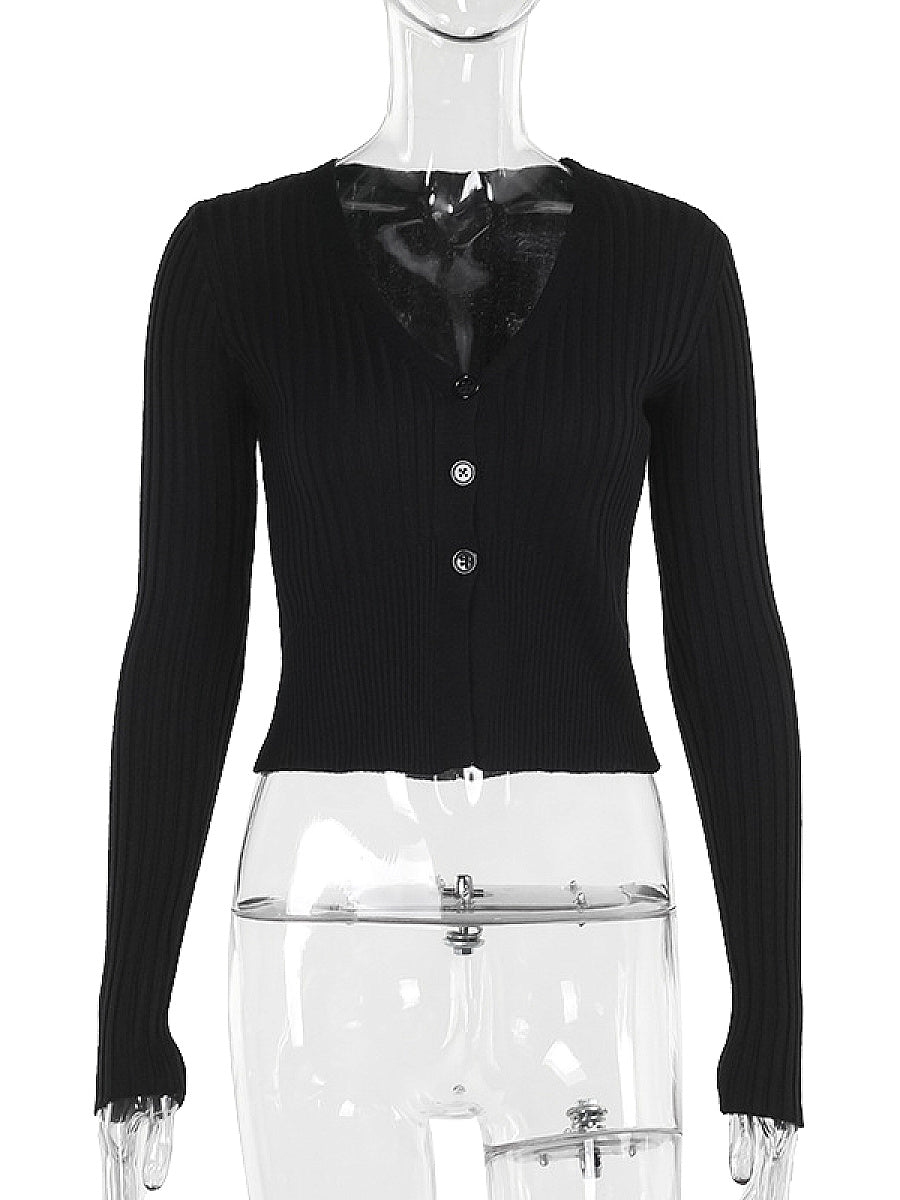 Stylish Deep V-Neck Long Sleeve Cardigan