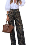 Elegant High-Waisted Leopard Print Trousers