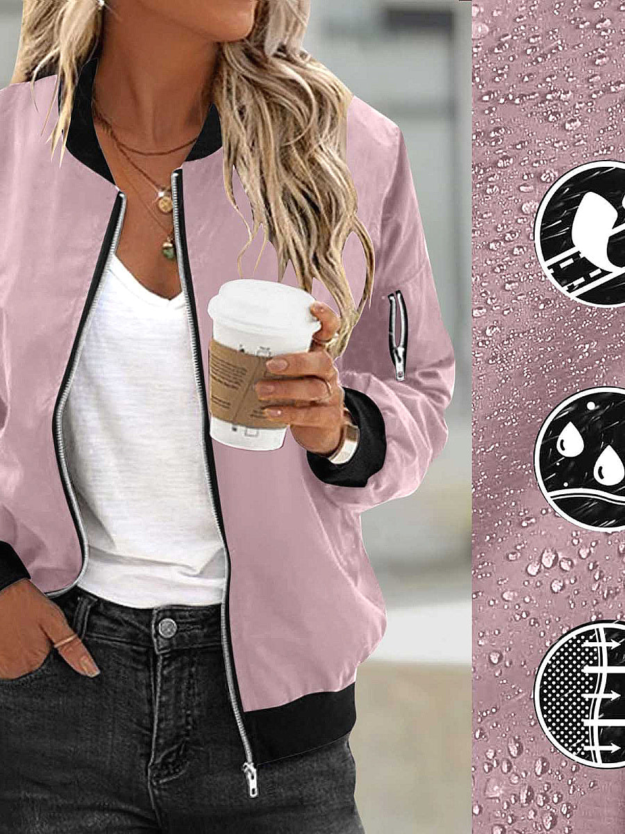 Women's Waterproof Fabric Zip Pocket Jacket