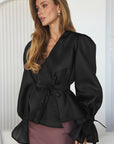 Chic Long Sleeve V-Neck Blouse for Women