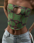 European and American Style Spring Sexy Hollow Low-Cut Slim Fashion Top
