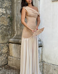 Elegant Asymmetrical Shoulder Mesh Dress