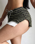 High-Waisted Striped Drawstring Shorts for Women