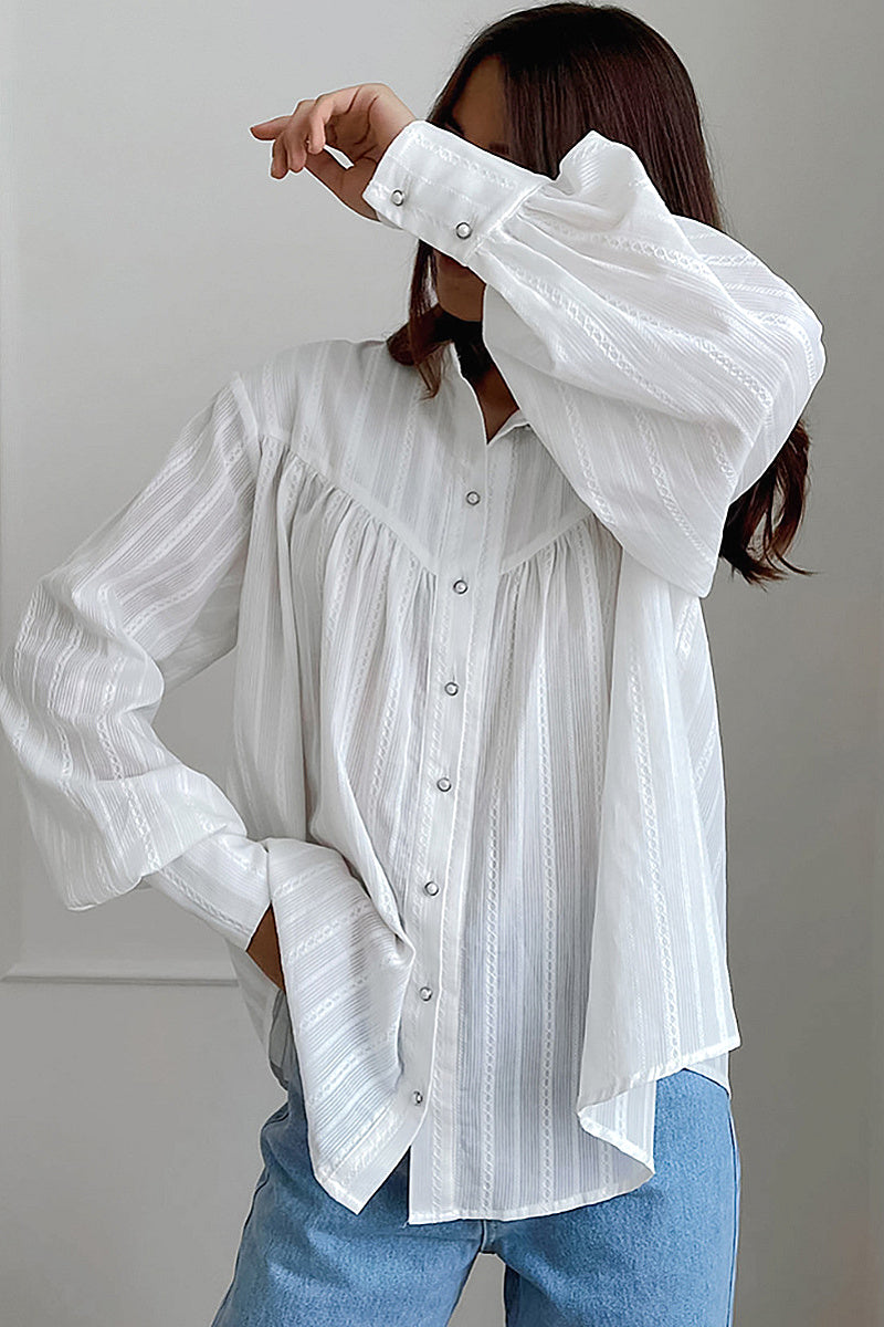 French Style Long Sleeve Cotton Shirt for Women