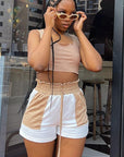 Color Block Casual Shorts for Women