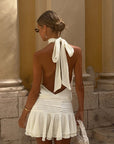 Chic Halter Neck Mini Dress for Summer Vacation