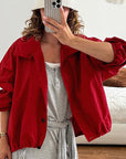 Stylish Red High Neck Windbreaker for Women