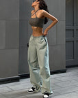 Casual Drawstring Waist Cargo Pants for Women