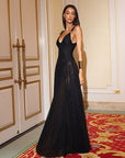 Elegant Long Dress with Sheer A-Line Design