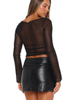 Sheer Long Sleeve Cropped Top for Women