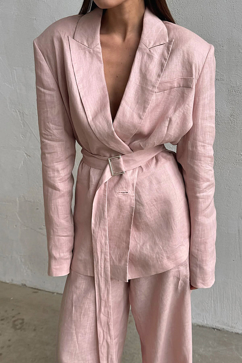 Stylish Cotton-Linen Suit Set for Commuting