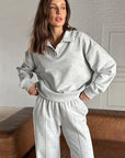 Casual Women's Hoodie Set with Wide Leg Pants