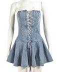 Stylish Denim Strapless Mini Dress for Women