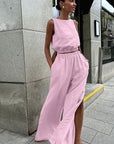 Summer Cotton Linen Two-Piece Set for Women