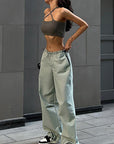Casual Drawstring Waist Cargo Pants for Women