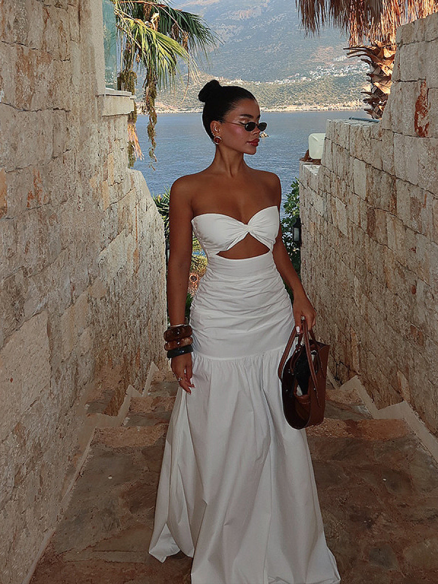 Summer European and American Strapless Beach Dress