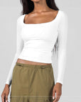 Women's Slim Fit Long Sleeve U-Neck Top