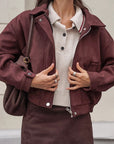 Retro Brown Suede Jacket for Women