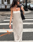 Chic Khaki Cotton Linen A-Line Dress