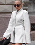 Stylish White Stand Collar Waistcoat for Women