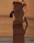 Off Shoulder Pleated Bodycon Dress