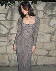 Elegant Polka Dot Dress with Square Neck