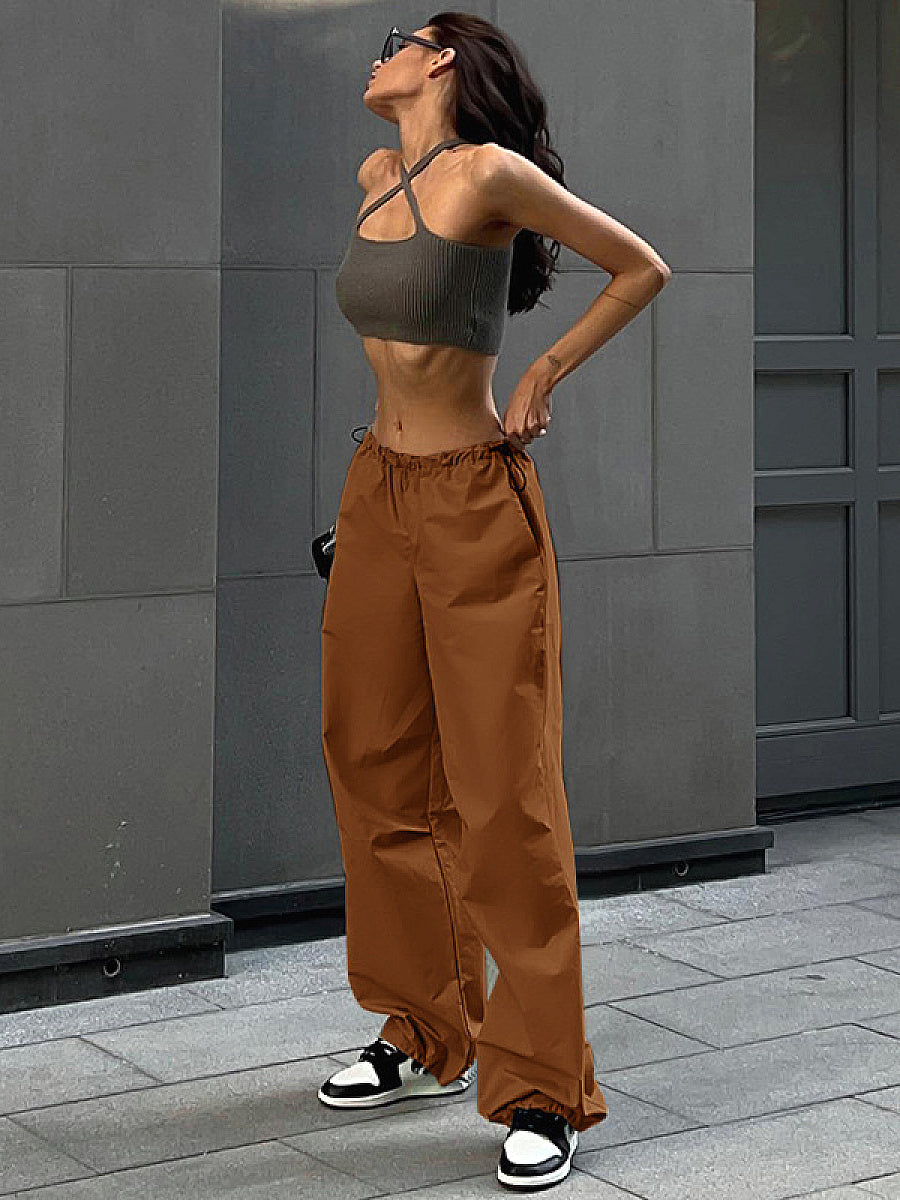 Casual Drawstring Waist Cargo Pants for Women