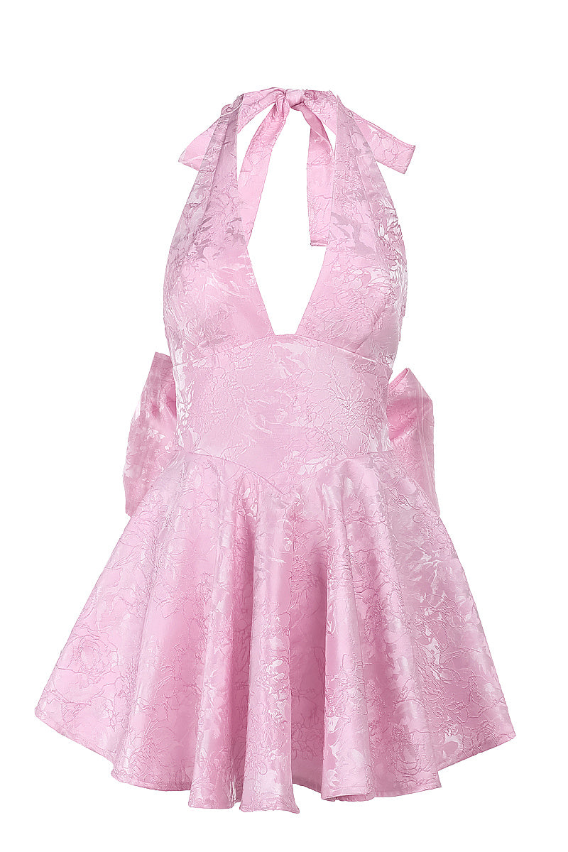 Elegant Spring Halter Neck Floral Dress