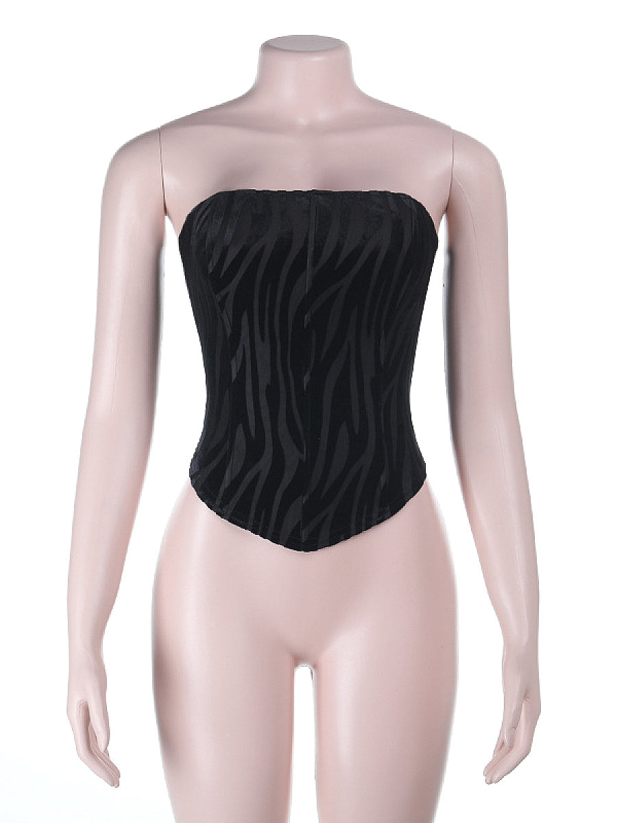 European Style Velvet Strapless Top