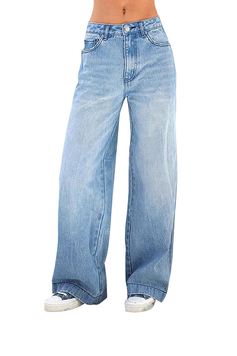 Loose Fit High Waist Wide Leg Jeans for Women