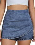 High Waist Fashionable Denim Skirt with Shorts