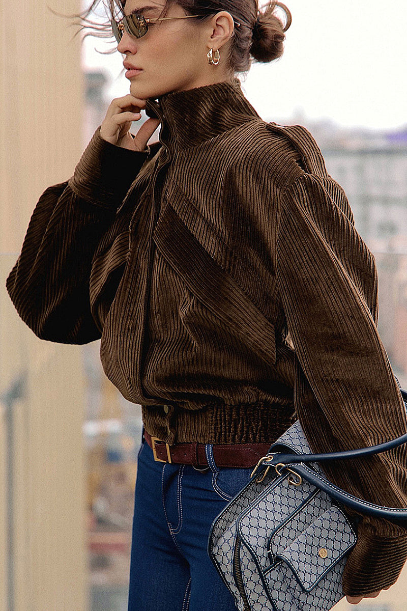 Winter New Brown Motorcycle Jacket for Women