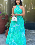 Elegant A-Line Dress with Abstract Print