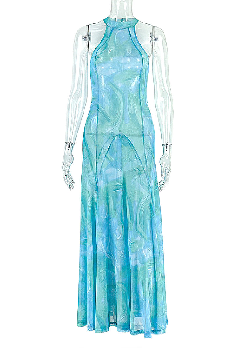 Elegant A-Line Dress with Abstract Print