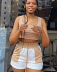 Color Block Casual Shorts for Women