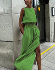 Summer Cotton Linen Two-Piece Set for Women