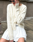 Autumn Winter Solid Color Knitted Cardigan for Women