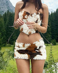 New Color Block Sexy Crop Dress Set