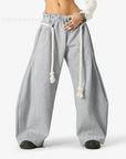 Casual Drawstring Waist Wide Leg Pants