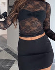 Autumn Women's Lace Top and Skirt Set